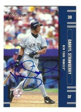 Signed DARRYL STRAWBERRY NY Yankees  2005 Donruss Playoff Prestige Card #191