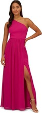 One-Shoulder Chiffon Maxi Dress - Formal Bridesmaid Evening Gown, Floor-Length