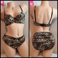VTG '98 Victoria's Secret Second Skin Satin Leopard Bra Panty Set Size 36C/Lg