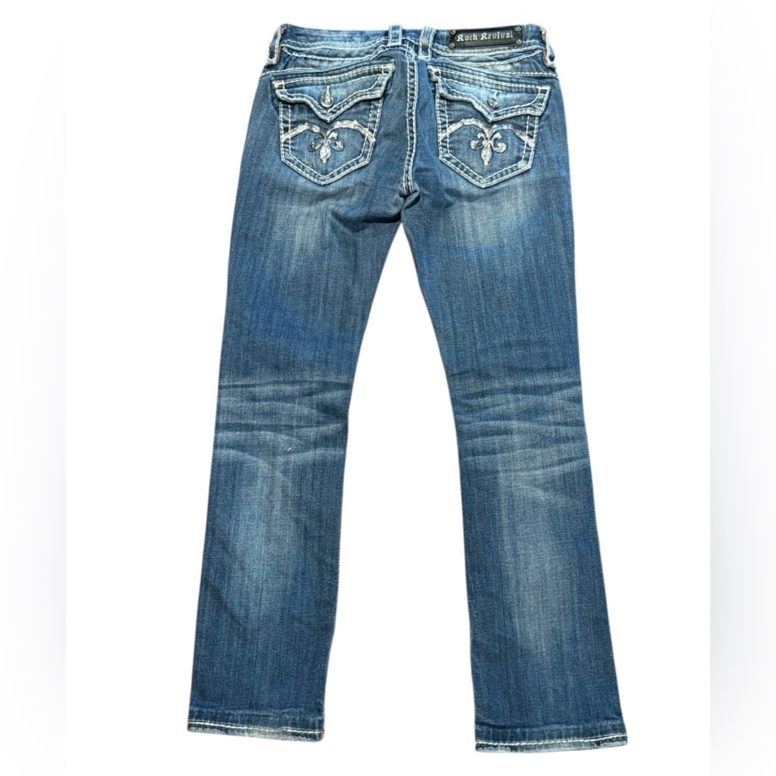 Rock Revival Sasha Women’s 28 x 28 Blue Denim Jeans with Embellished Pockets