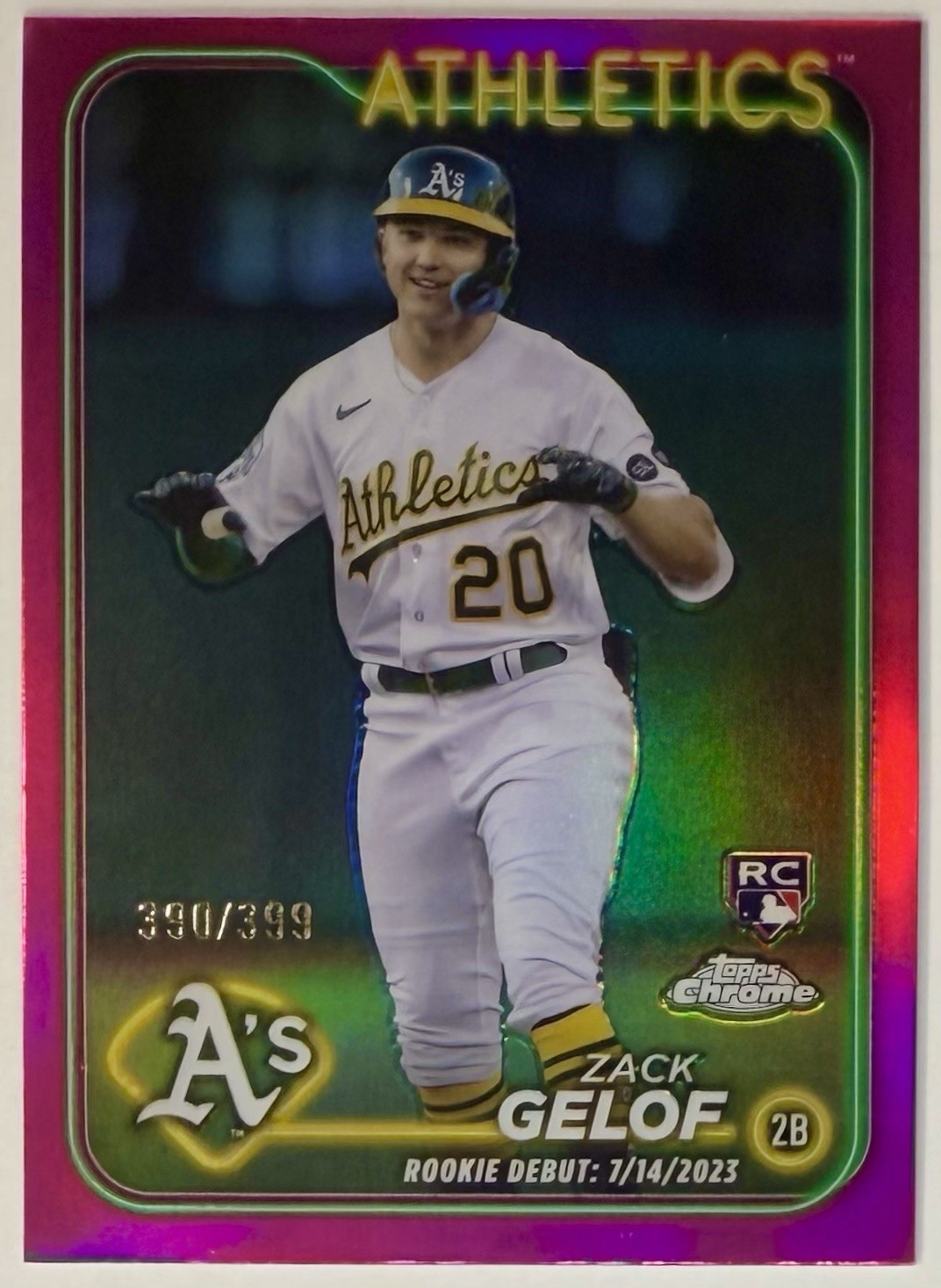 Zack Gelof 2024 Topps Chrome Update RC True Magenta Refractor /399 #USC40