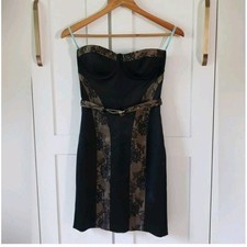 Guess Marciano Dress Womens 2 Black Nude Strapless Sweetheart Waist Belt