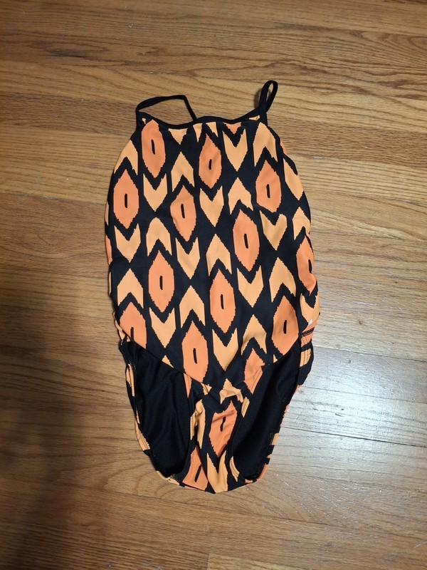 Rise Swimwear Orange & Black Racing Suit Sz 30