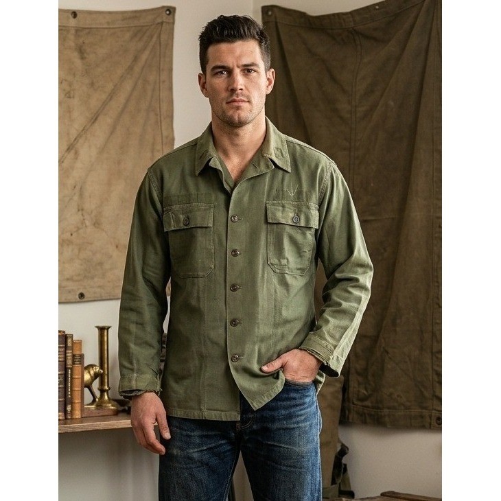 Vintage US Army M-43 HBT Military Jacket Men's Size M Olive Drab