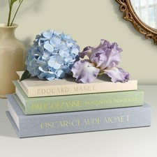 Decorative Books for Home Decor, Set of 3 Linen Faux Books, Coffee Table Deco...