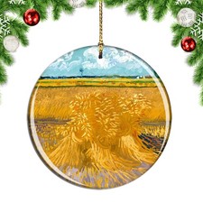 Van Gogh Wheat Field With Sheaves Painti Christmas ornament city travel souvenir