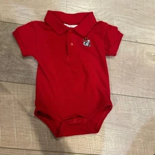 TWO FEET AHEAD RED NEWBORN POLO SHIRT GEORGIA BULLDOGS GO DAWGS