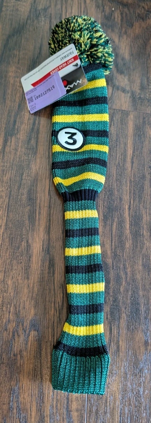Maxfli "3" Fairway Knit Head Cover MX523 Green Yellow Black 