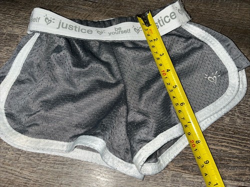 Justice size 7 gray White mesh shorts be yourself Guc - Picture 3 of 4
