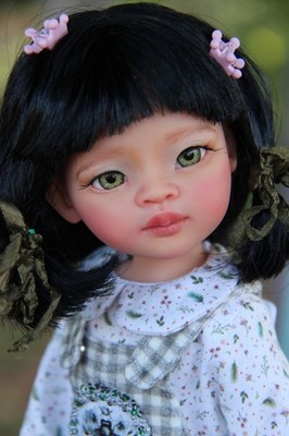 OOAK Paola Reina Doll LIU by iCukla 13''/32cm Black Hair Green Glass Eyes
