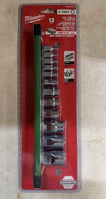 Milwaukee 48-22-9570 E-Torx 1/4'' 3/8'' & 1/2'' Drive External Sockets 12 PC Set 
