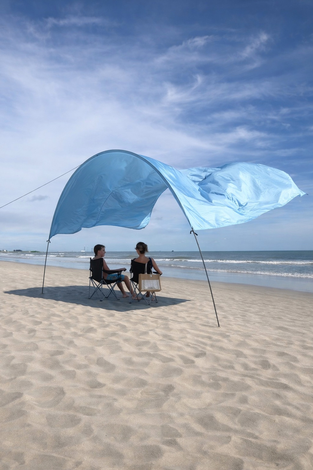 Wind Powered Beach Canopy Sun Shelter – Lightweight Portable Shade, 3 Min Setup