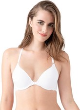 NWOT b.tempt'd WHITE SIZE 32C 32D 32DD EYELET FRONT CLOSE RACERBACK BRA 953219