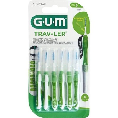 GUM TRAV-LER 1,1mm Tanne grün Interdental+6Kappen 6St Zahnbürste PZN 9714391