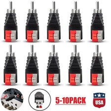 5/10Pcs Speaker Wire Cable to Audio Male RCA Connector Adapter Jack Plug Hot USA