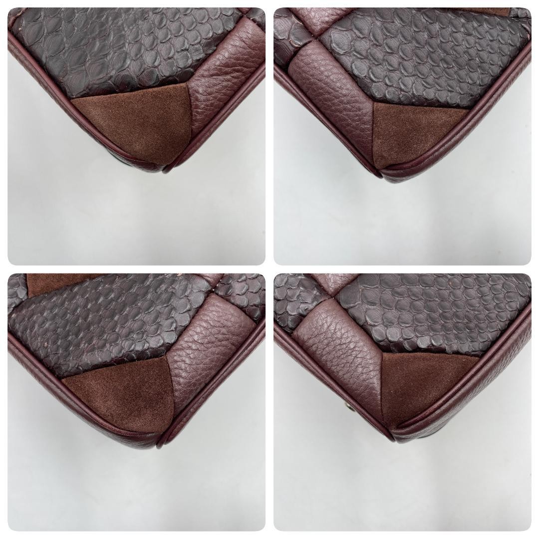 COACH Handbag Leather Brown Patchwork Python Patt… - image 7