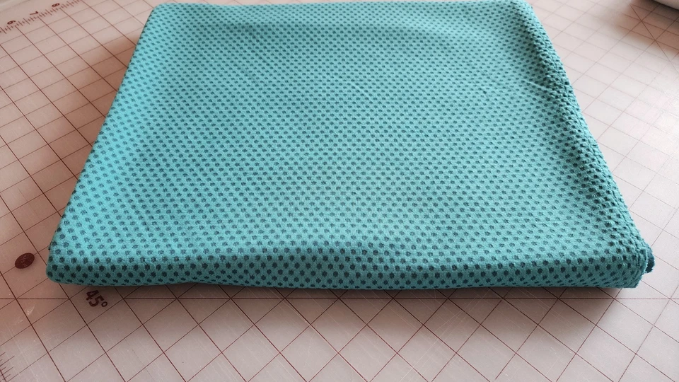 Turquoise Moisture Wicking Performance Knit Stretch Fabric 57"W Snuggly Soft - Image 2 of 4
