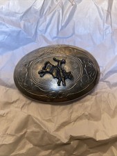 Bucking Bronco Cowboy Belt Buckle Silver Tone Made In USA