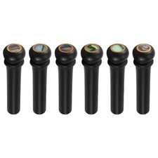 6 Stuecke Schwarz Ebenholz  Gitarre Bruecke Knochen Pins Set mit Gruenen Ab3277