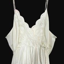Vintage Gilead Nightgown Large Off White Lace Bodice Empire Waist Maxi Chemise