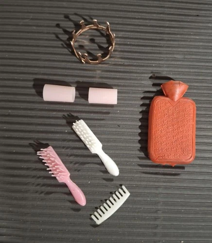 VINTAGE BARBIE BRUSH Comb Curlers Hot water Bottle ACCESSORIES 1960S Plus Crown