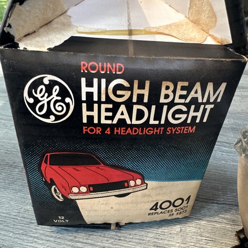 NOS Vintage GE 4001 High Beam Round Headlight (12v, 2 Prong) Replaces 5001 - Foto 3 di 4