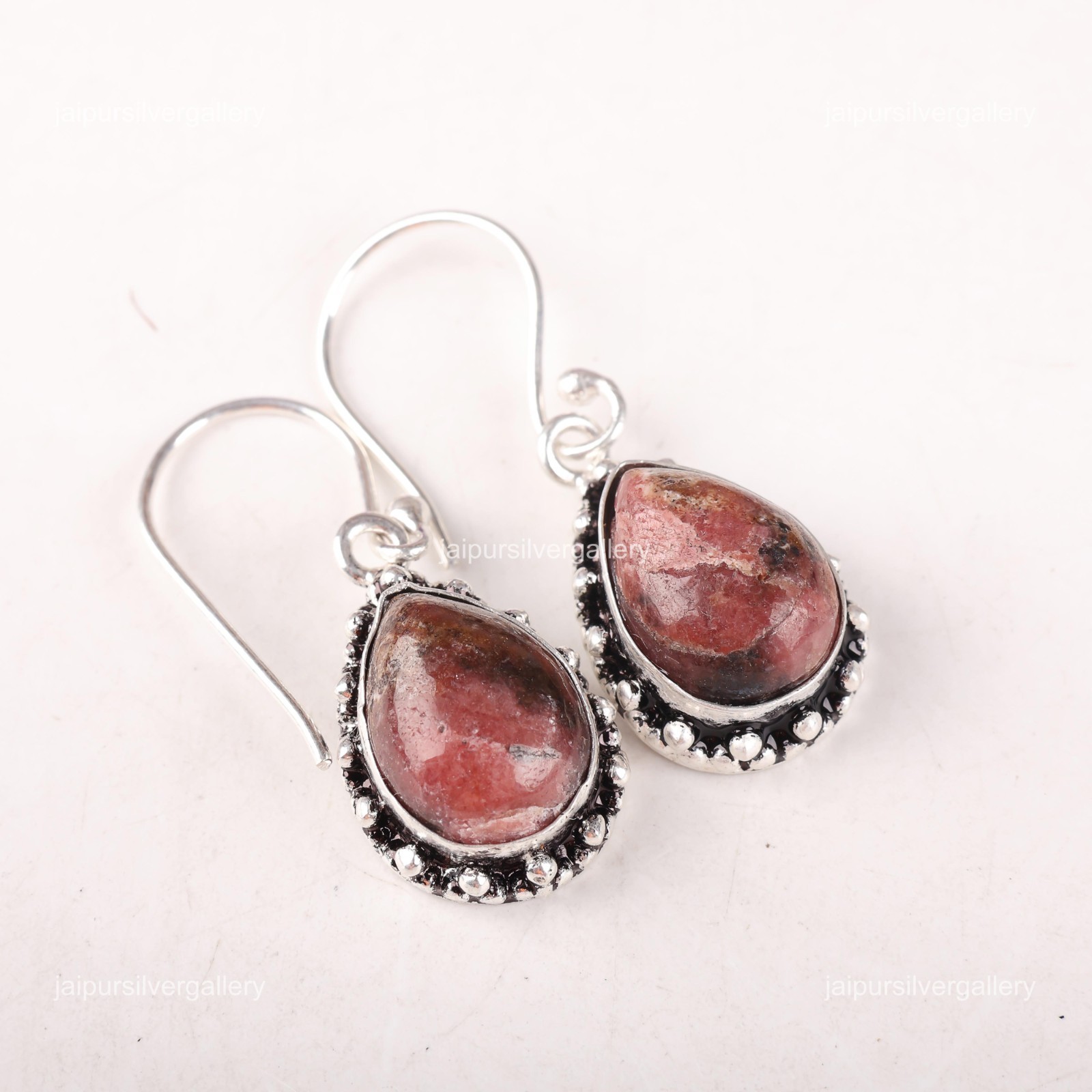 Black Rhodonite Stone 925 Sterling Silver Dangle Wife Dailywear Earrings Jewelry