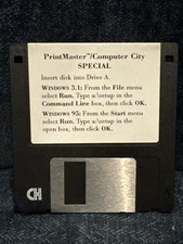 Vintage PrintMaster/Computer City Special Floppy Disk (Windows 3.1/95)