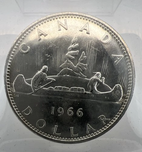 🇨🇦1966 $1 Canada Silver Dollar QE II 80% Canoe/Explorer (Buck & Go)