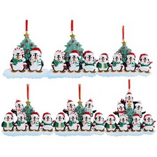 Family of 2 to 7 Penguin Christmas Tree Ornament Personalized Decoration