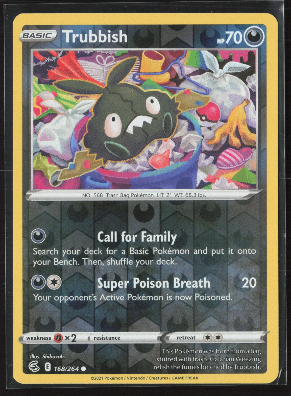 Trubbish Common SWSH08: Fusion Strike 168/264 NM Pokemon Card Reverse Holo