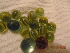 Old Glass Marbles, Cats Eye Pattern. 90gram (L)
