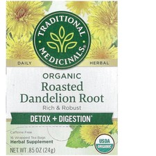 Organic Roasted Dandelion Root Tea for Detox Digestion - 16 Kosher Teabags