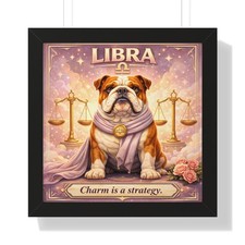 Poster astrologia Bilancia Bulldog poster orizzontale incorniciato | Zodiac Wall Art