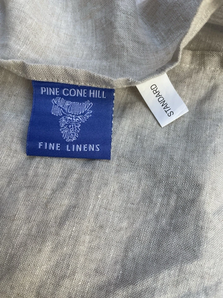 Almohada de lino beige Pine Cone Hill tamaño estándar cierre de corbata NUEVA CON ETIQUETA Foto 4 de 4