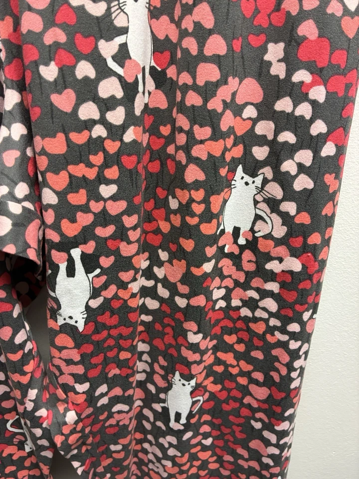 Оттенок женщин гостиной брюки плюс размер 2 X кошки котята сердца розовый красный черный милый! - Изображение 3 из 4