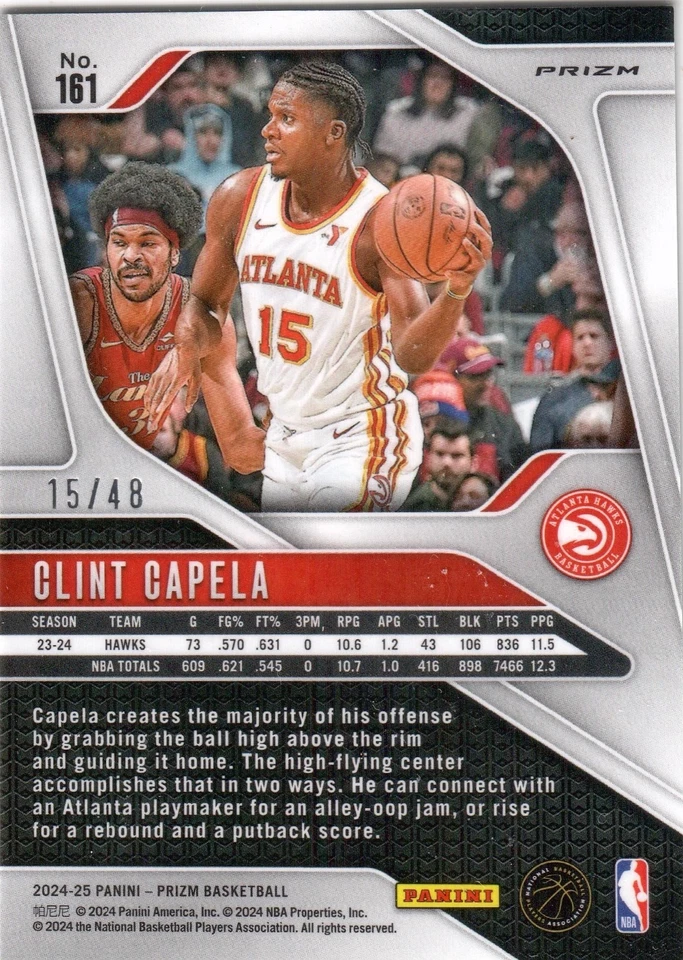 Clint Capela 2024-25 Panini Prizm 15/49 Jersey Number 1/1 - Image 2 of 2