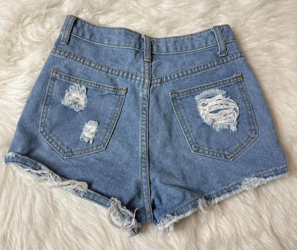 Pantalones Cortos Para Mujer Mickey Mouse Disney Tema Denim Corte Alto Pequeños Foto 4 de 4