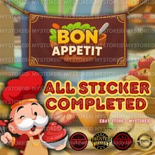 ✅ALL ⭐️ 🔥BON_APPETIT_ALBUM🔥Monopoly_Stickers_Go_Card⚡️INSTANT SEND⚡️
