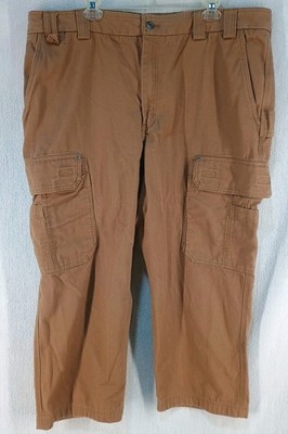 Duluth Trading Co. Cargo Work Pants Mens Size 44X28 Tan Fire Hose Relaxed Fit