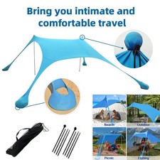 Portable Beach Tent Camping Picnics Sun Shelter UPF50 Shade Canopy with Sandbag