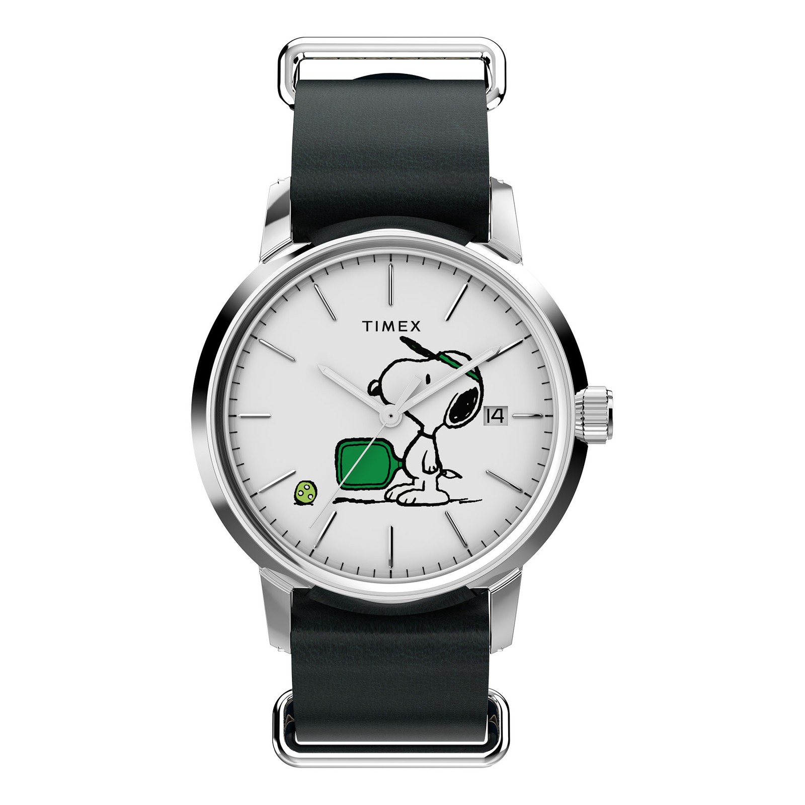 Timex Peanuts x Marlin Automatic Pickleball 40mm Leather Strap Watch TW2Y50500