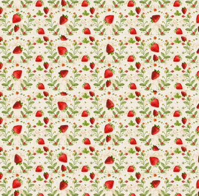Timeless Treasures Berry Sweet Red Strawberry Vines Cotton Fabric by the Yard