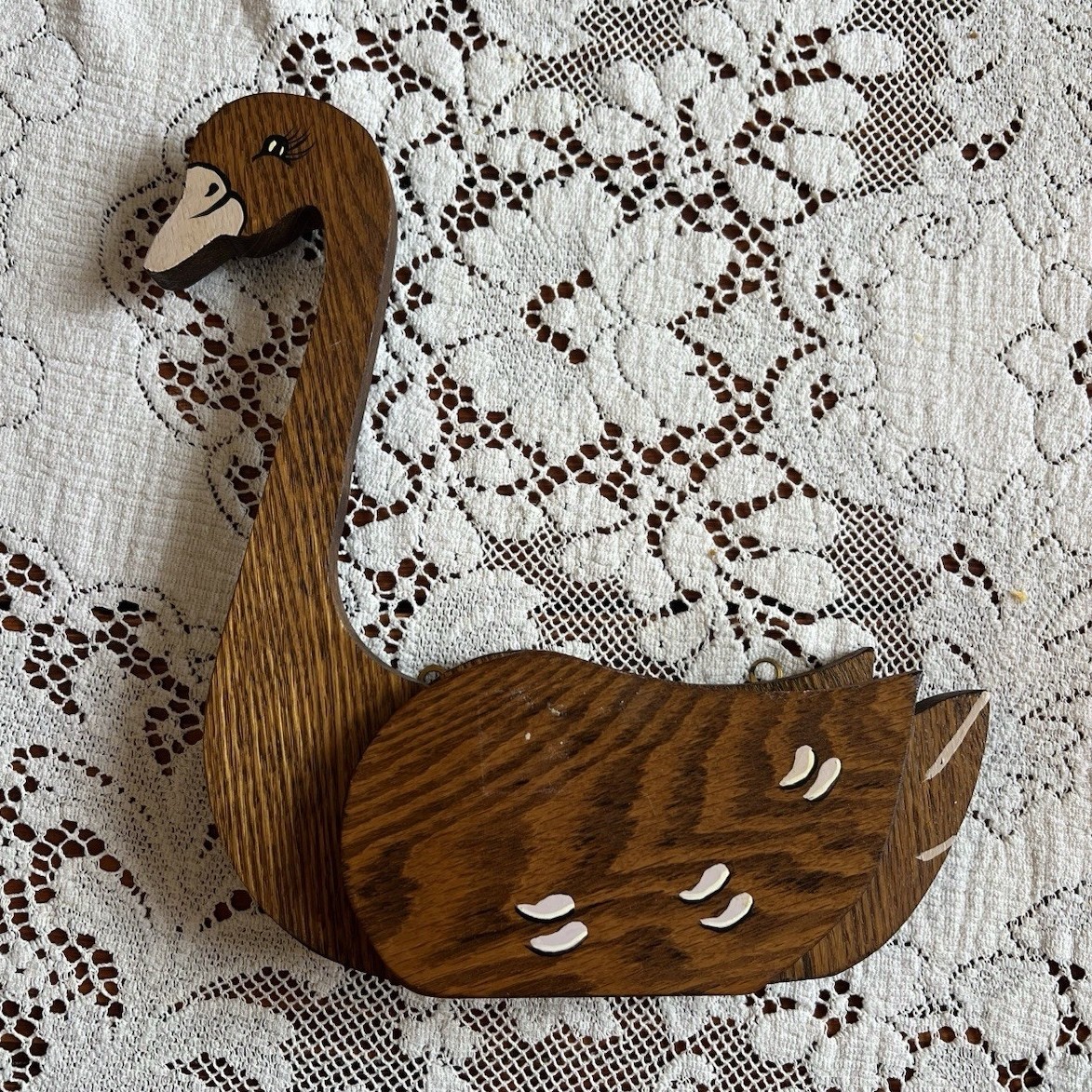Vintage cottage core wood wall pocket