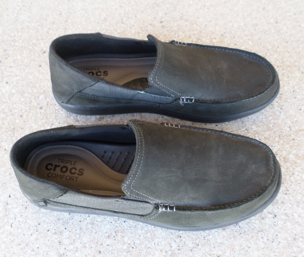 Crocs Santa Cruz Black Leather Loafers Men’s Size 12 Comfort Travel SlipOn Shoes Crocs Men main image 3