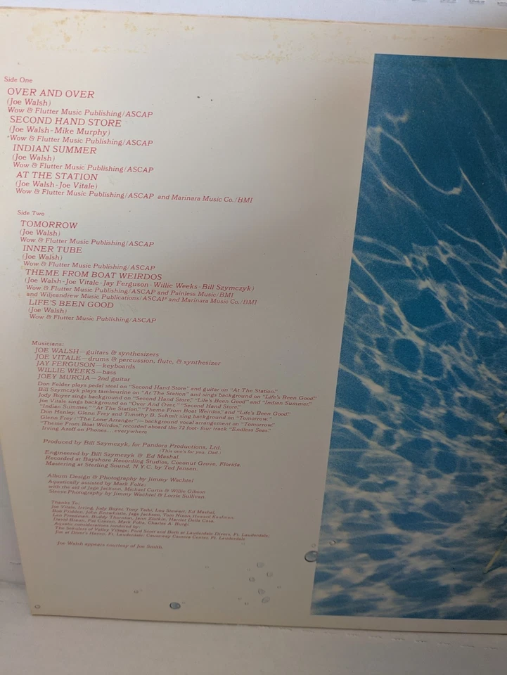 Joe Walsh but Seriously, Folks 1978 Vinyl LP Record Album 6E-141-A SP - Imagem 2 de 4