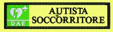 autista soccorritore DAE patch tessuto giallo fluo cm 12 x 3 ricamata