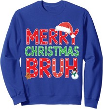 Merry Christmas Bruh Funny Retro Santa Unisex Crewneck Sweatshirt