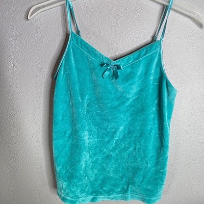 Bali Studio Sleepwear Tank Top - Medium - Teal - Velour Adjustable Straps Cozy