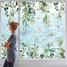 Spring Summer Greenery Window Clings Extra Large Eucalyptus Leaves Window Sti...